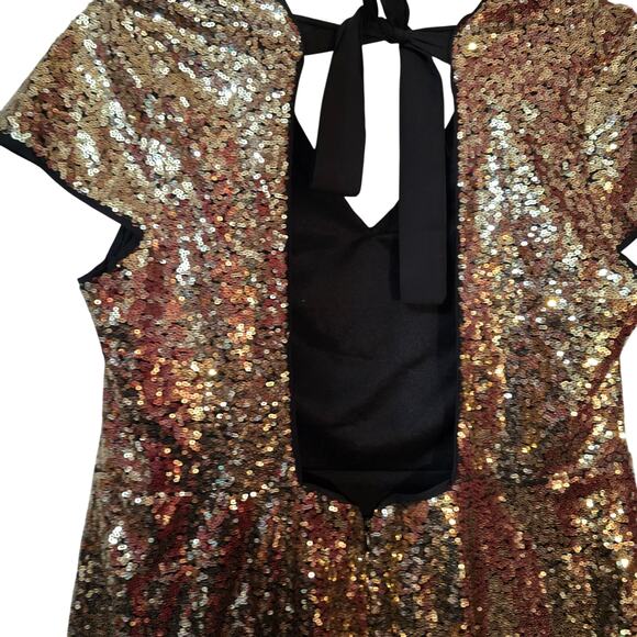NWT Lulus Larsa Gold Sequin Backless Mini Dress in XL - Picture 6 of 6